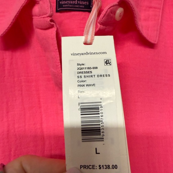 Vineyard Vines Pink Wave Shirt Dress NWT - Picture 3 of 4